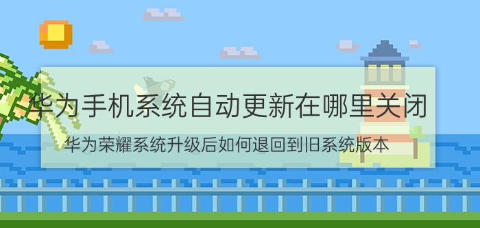 华为手机系统自动更新在哪里关闭 华为荣耀系统升级后如何退回到旧系统版本？